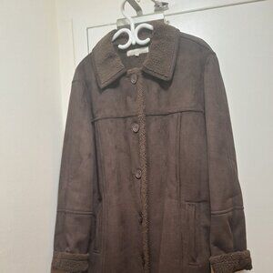 BROWN SUED COAT.